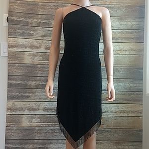 Cache Black Beaded Cocktail Dress